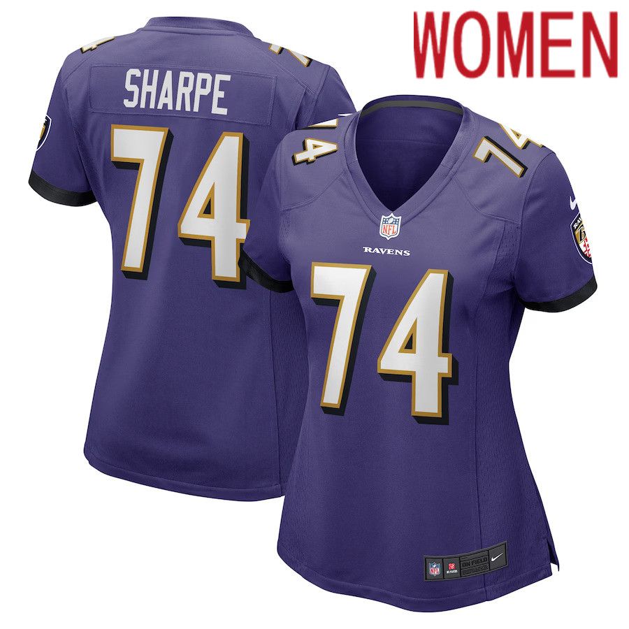 Women Baltimore Ravens 74 David Sharpe Nike Purple Game Player NFL Jersey